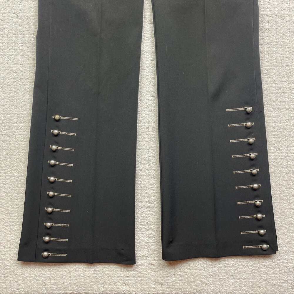Joseph Ribkoff Wide Leg Trousers Black Pants Metal Stud Detailing Wom Size 6 - Picture 3 of 15